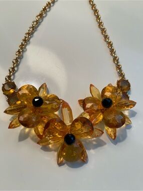 kate spade Gold-Tone Amber Flower Bib Necklace